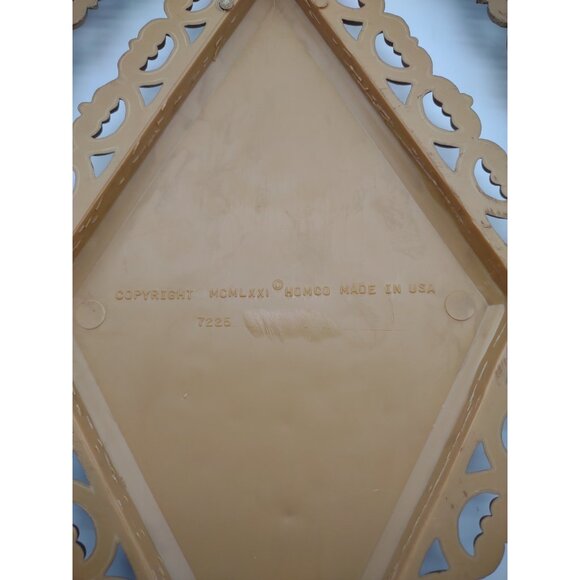 Vintage 1970s Homco Art Nouveau Greek Gold Tone Diamond Resin Wall Plaques - Picture 11 of 16